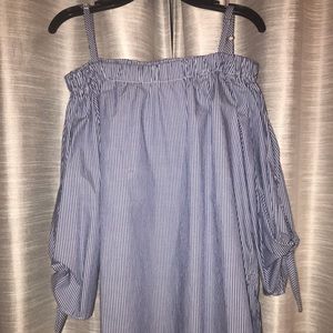 White and Blue Striped Blouse